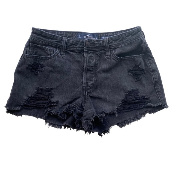 Hollister Pants - ✅Hollister Womens Jean Shorts Size 11 30 Black High Rise Mom Short 3” Distressed